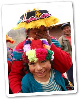 A local Pesac family dressed in colorful Peruvian clothing. I kept the family laughing at my jokes.